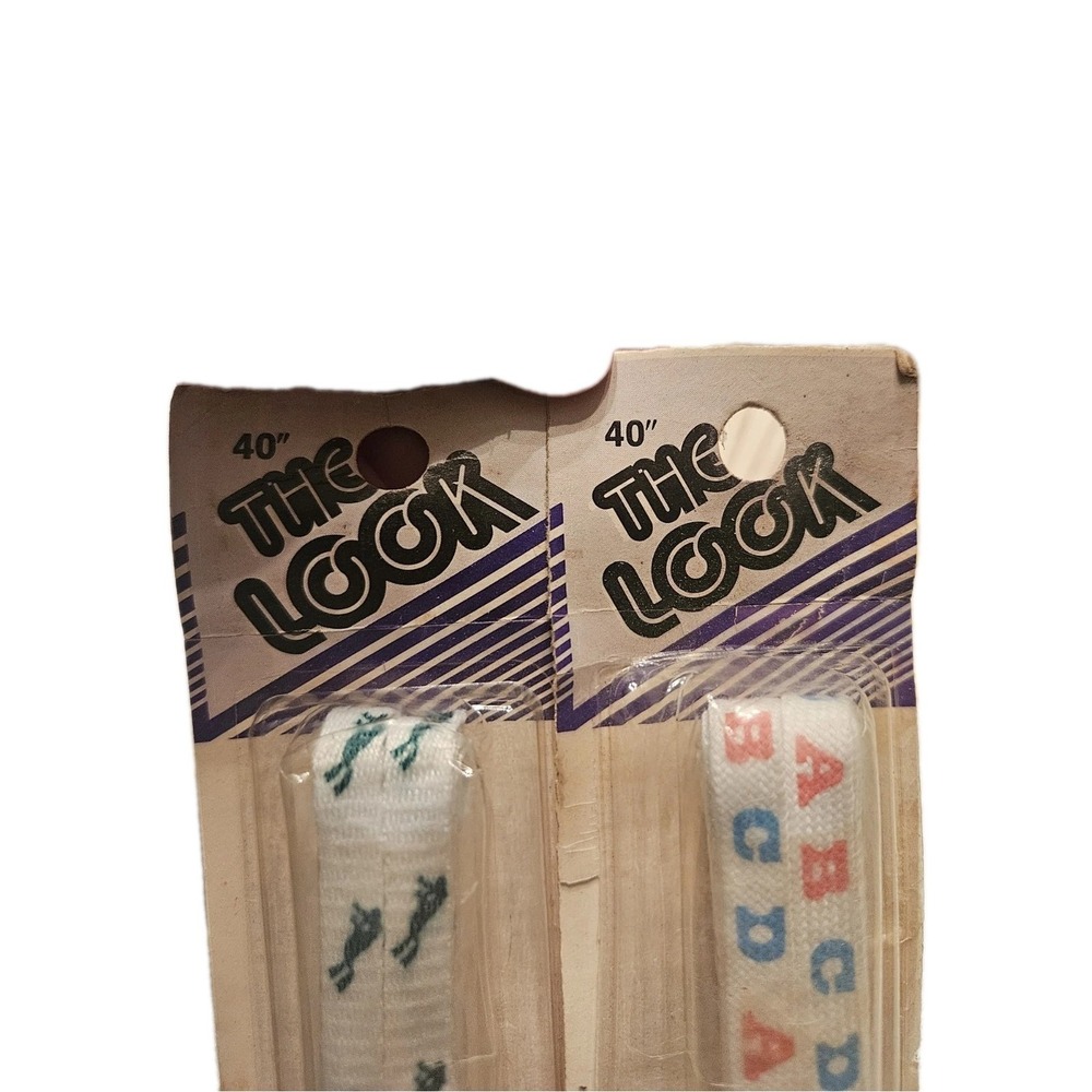 Vintage 40" The Look Shoelaces 2 Pair NOS ABCs & Frogs - Picture 2 of 4